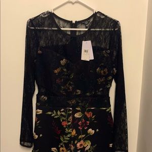 Floral and lace romper